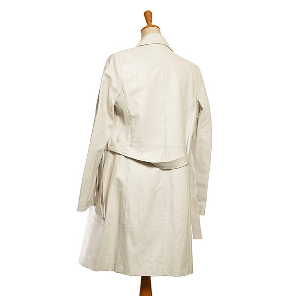 ジルサンダー ミディアム トレンチコート その他アウター ホワイト レザー レディース JIL SANDER 【中古】