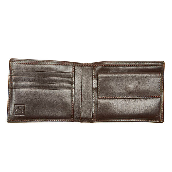 フェンディ ズッカ 2292-31011 ブラウン キャンバス レザー 二つ折り財布 レディース FENDI 中古