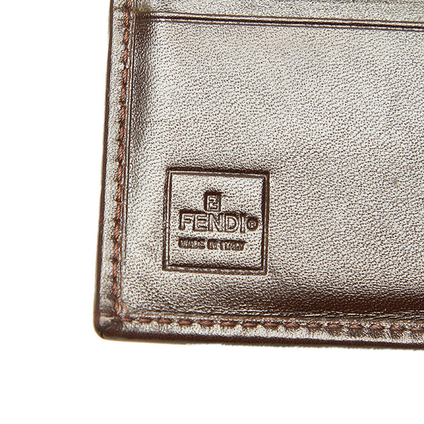 フェンディ ズッカ 2292-31011 ブラウン キャンバス レザー 二つ折り財布 レディース FENDI 中古