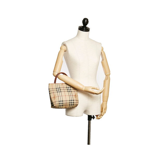 バーバリー ノバチェック シャドーホース ベージュ PVC レザー ハンドバッグ レディース BURBERRY 【中古】