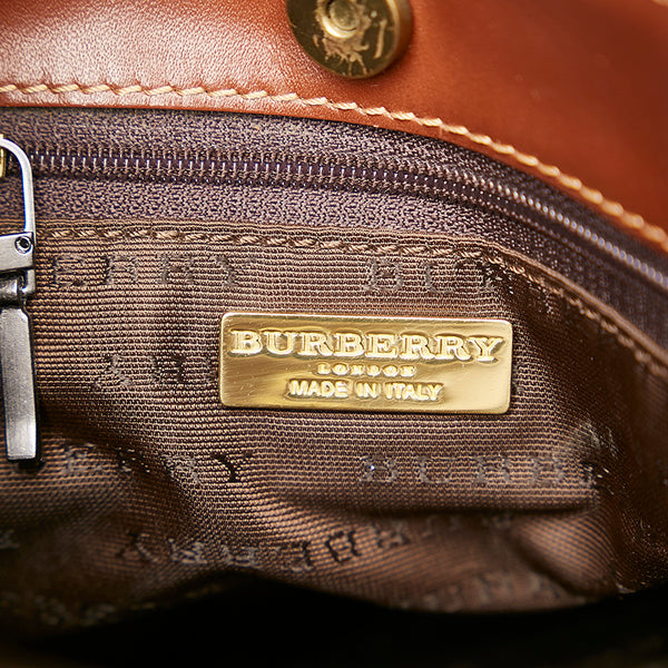 バーバリー ノバチェック シャドーホース ベージュ PVC レザー ハンドバッグ レディース BURBERRY 【中古】