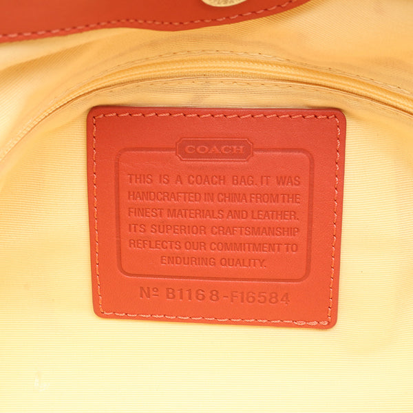 コーチ ストローサッチェル レキシーバタフライ ショルダーバッグ F16584 オレンジ アイボリー ストロー レザー レディース COACH 【中古】