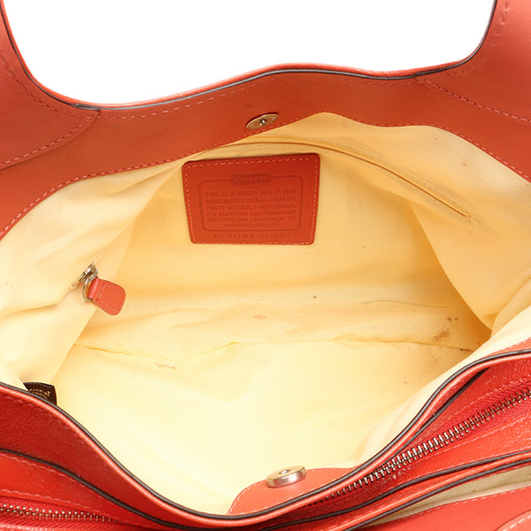 コーチ ストローサッチェル レキシーバタフライ ショルダーバッグ F16584 オレンジ アイボリー ストロー レザー レディース COACH 【中古】