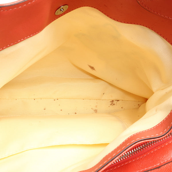 コーチ ストローサッチェル レキシーバタフライ ショルダーバッグ F16584 オレンジ アイボリー ストロー レザー レディース COACH 【中古】