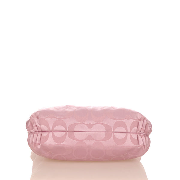 コーチ シグネチャー POPPY 15316 ピンク キャンバス レザー ショルダーバッグ トートバッグ レディース COACH 【中古】