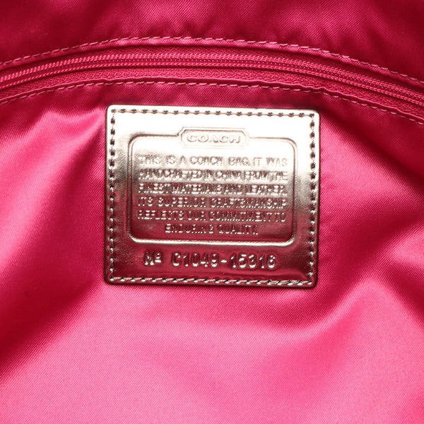 コーチ シグネチャー POPPY 15316 ピンク キャンバス レザー ショルダーバッグ トートバッグ レディース COACH 【中古】