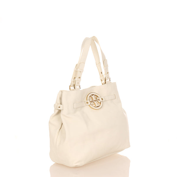 トリーバーチ アマンダ ホワイト レザー ショルダーバッグ トートバッグ レディース Tory Burch 【中古】