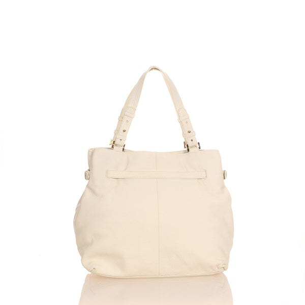 トリーバーチ アマンダ ホワイト レザー ショルダーバッグ トートバッグ レディース Tory Burch 【中古】