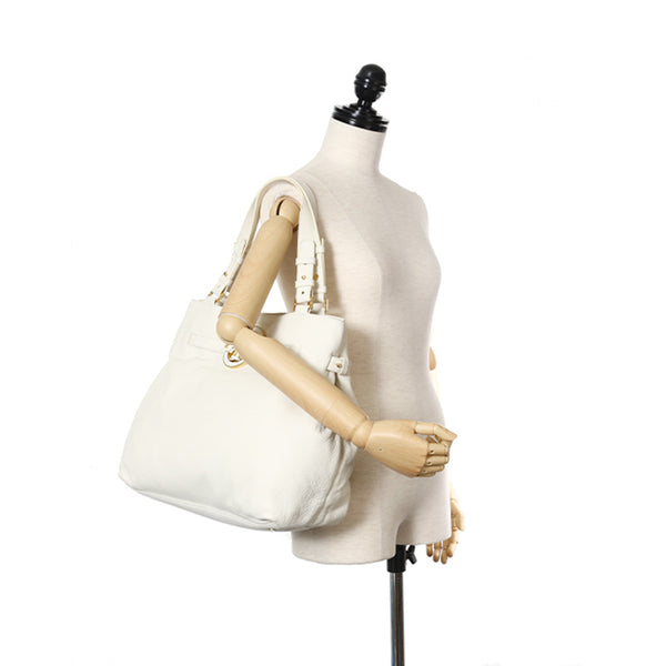 トリーバーチ アマンダ ホワイト レザー ショルダーバッグ トートバッグ レディース Tory Burch 【中古】