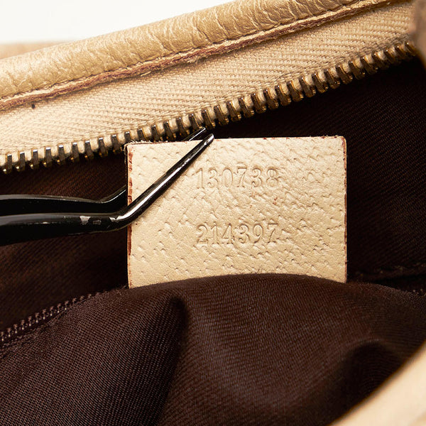 グッチ GGキャンバス ワンショルダーバッグ ブラウン ホワイト キャンバス レザー レディース GUCCI 【中古】