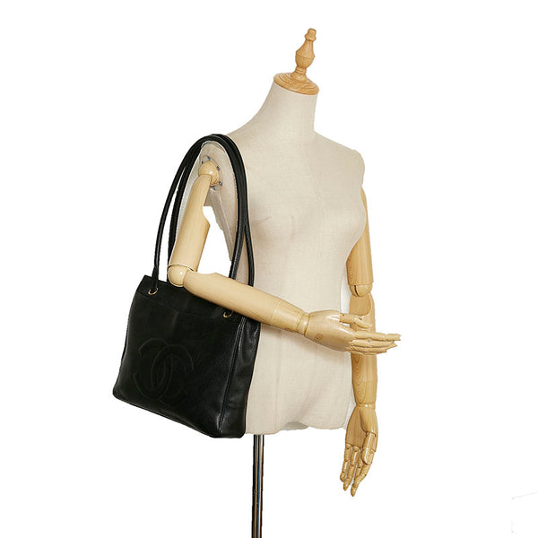 シャネル ココマーク トートバッグ ショルダーバッグ ブラック キャビアスキン レディース CHANEL 【中古】