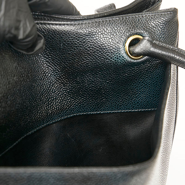 シャネル ココマーク トートバッグ ショルダーバッグ ブラック キャビアスキン レディース CHANEL 【中古】