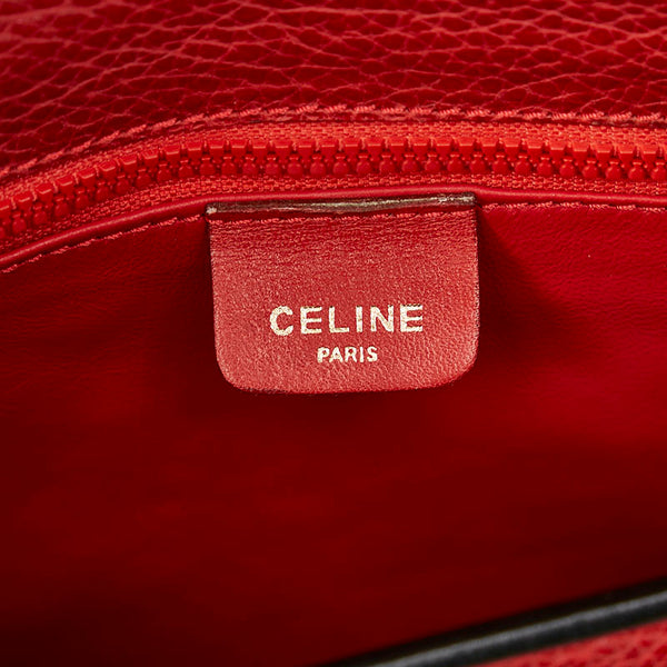 セリーヌ レッド ブラック レザー ショルダーバッグ レディース CELINE 【中古】