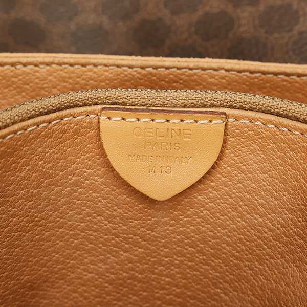 セリーヌ マカダム ブラウン PVC レザー ショルダーバッグ レディース CELINE 【中古】