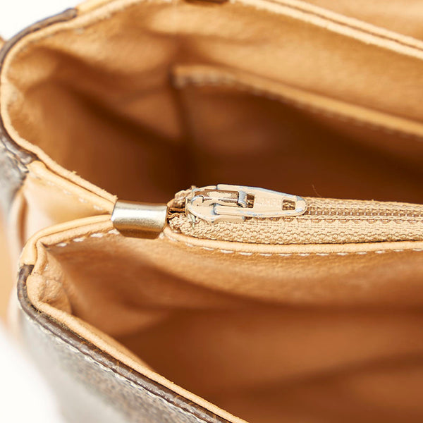 セリーヌ マカダム ブラウン PVC レザー ショルダーバッグ レディース CELINE 【中古】