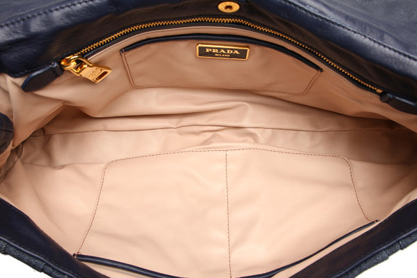 プラダ BP0500 ブルー 青 デニム クラッチバッグ PRADA レディース 中古