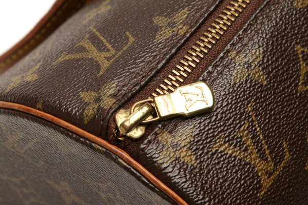 ルイ ヴィトン モノグラム パピヨン30 M51365 ブラウン 茶 PVC レザー ハンドバッグ LOUIS VUITTON レディース 中古