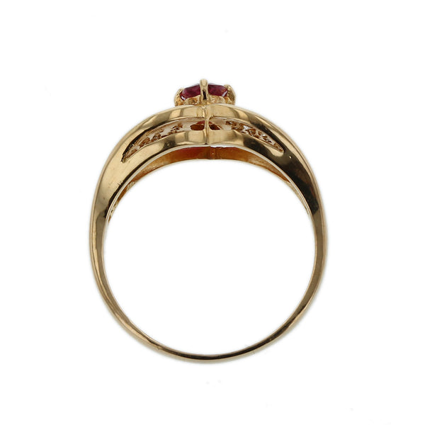 K18YG イエローゴールド ルビー0.34ct ダイヤ0.14ct リング 指輪 レディース 13.5号 【中古】