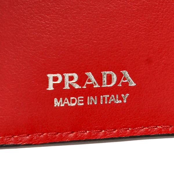 プラダ 1MV204 レッド レザー 二つ折り財布 レディース PRADA 【中古】