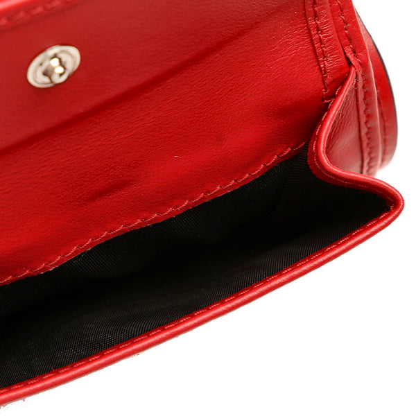 プラダ 1MV204 レッド レザー 二つ折り財布 レディース PRADA 【中古】