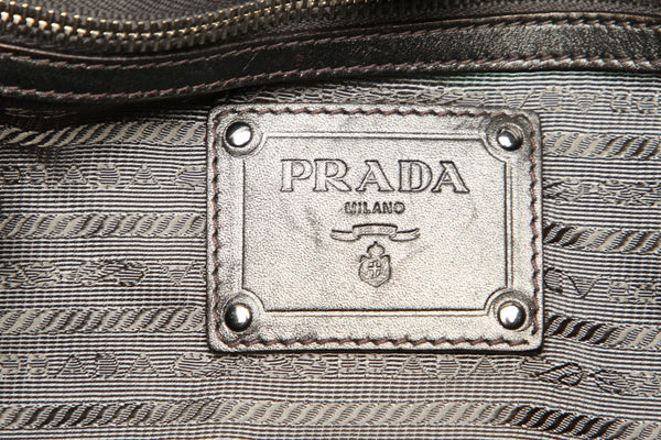 プラダ グリーン ナイロン レザー トートバッグ レディース PRADA 中古