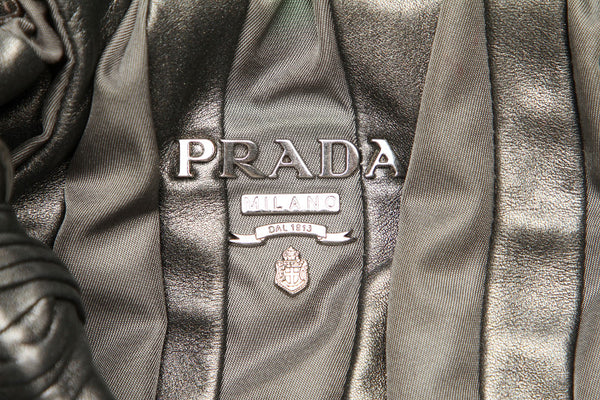 プラダ グリーン ナイロン レザー トートバッグ レディース PRADA 中古
