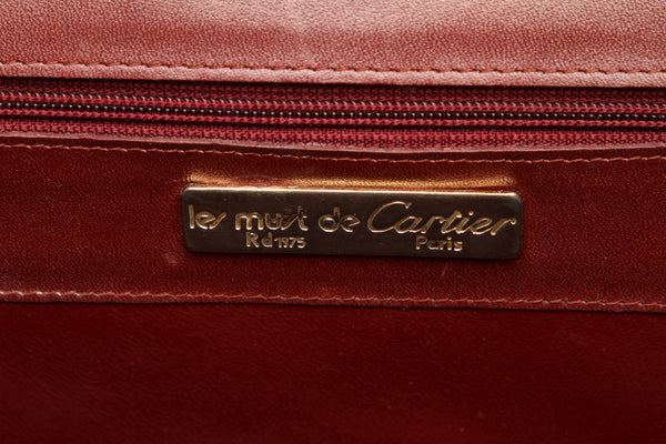 カルティエ ボルドー レザー ショルダーバッグ CARTIER レディース 中古