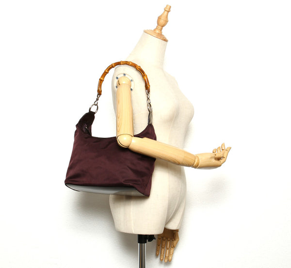 グッチ バンブー 000・2855・0531・5 パープル ナイロン レザー ハンドバッグ レディース GUCCI 中古