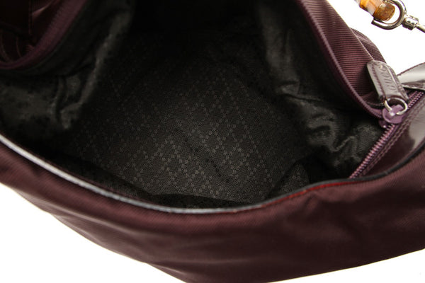 グッチ バンブー 000・2855・0531・5 パープル ナイロン レザー ハンドバッグ レディース GUCCI 中古