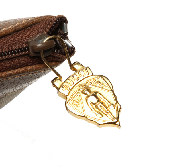 グッチ GGスプリーム ブラウン 茶 PVC レザー ポーチ レディース GUCCI 中古
