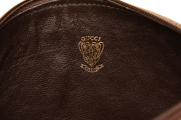 グッチ GGスプリーム ブラウン 茶 PVC レザー ポーチ レディース GUCCI 中古
