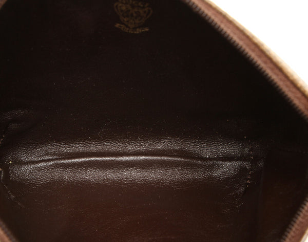 グッチ GGスプリーム ブラウン 茶 PVC レザー ポーチ レディース GUCCI 中古