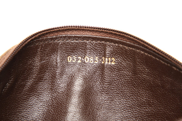 グッチ GGスプリーム ブラウン 茶 PVC レザー ポーチ レディース GUCCI 中古