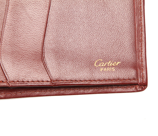 カルティエ マスト ボルドー レザー 長財布 メンズ CARTIER 中古