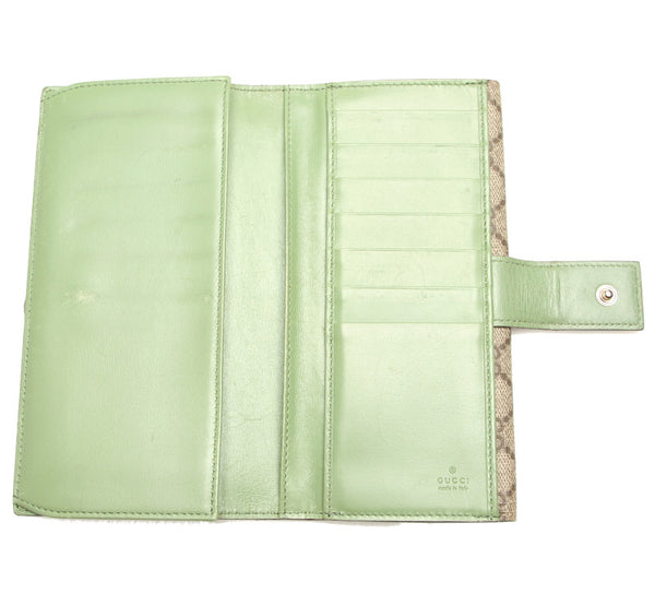 グッチ GGスプリーム ブラウン 茶 PVC レザー 長財布 GUCCI ユニセックス 中古