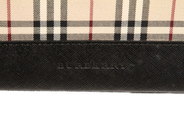 バーバリー ハウスチェック ブラウン ブラック  キャンバス レザー トートバッグ BURBERRY ユニセックス 中古
