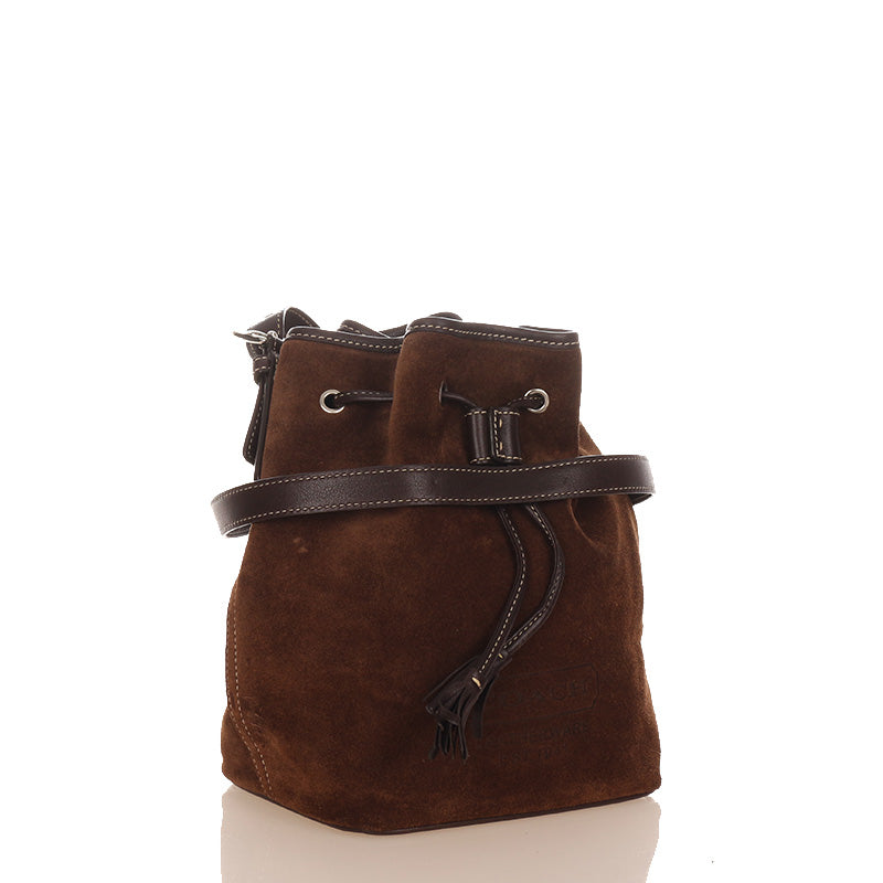 コーチ ロゴ エンボス G39－7561 ダークブラウン スウェード レザー 肩掛け ショルダーバッグ レディース COACH 【中古】