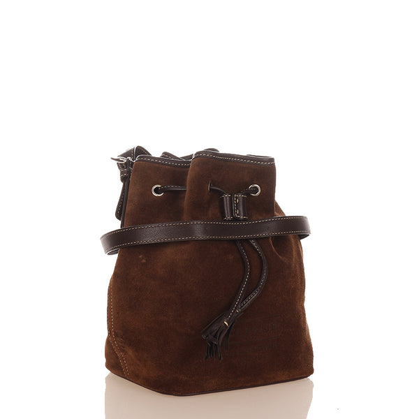 コーチ ロゴ エンボス G39－7561 ダークブラウン スウェード レザー 肩掛け ショルダーバッグ レディース COACH 【中古】