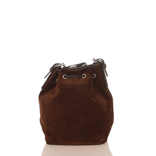 コーチ ロゴ エンボス G39－7561 ダークブラウン スウェード レザー 肩掛け ショルダーバッグ レディース COACH 【中古】