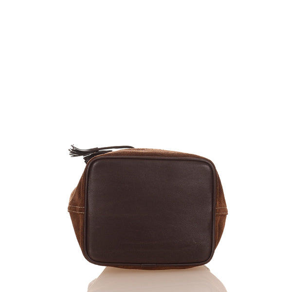 コーチ ロゴ エンボス G39－7561 ダークブラウン スウェード レザー 肩掛け ショルダーバッグ レディース COACH 【中古】