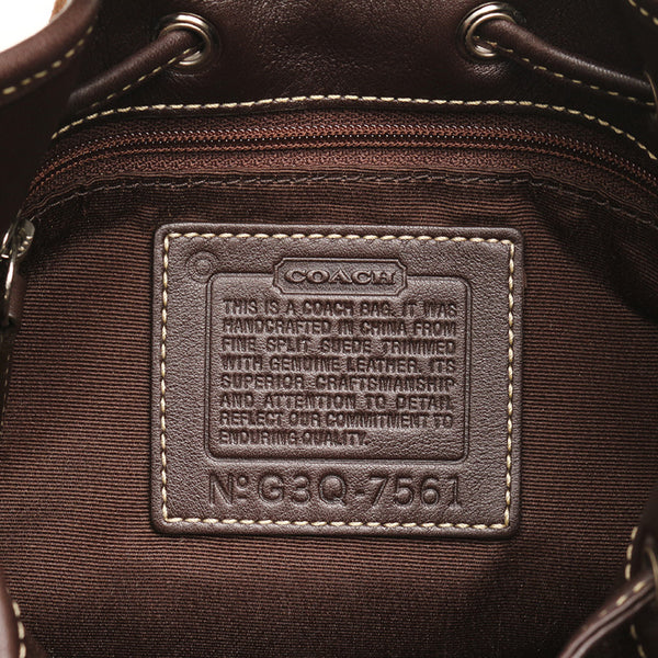 コーチ ロゴ エンボス G39－7561 ダークブラウン スウェード レザー 肩掛け ショルダーバッグ レディース COACH 【中古】