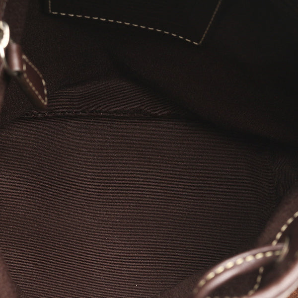 コーチ ロゴ エンボス G39－7561 ダークブラウン スウェード レザー 肩掛け ショルダーバッグ レディース COACH 【中古】