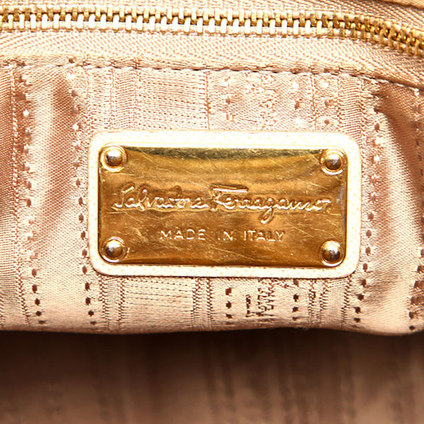 サルヴァトーレフェラガモ ガンチーニ GG-21 E703 ベージュ レザー ハンドバッグ ショルダーバッグ 2WAY レディース Salvatore Ferragamo 【中古】