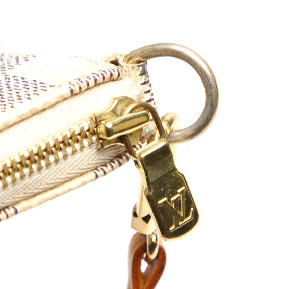 ルイ ヴィトン ダミエアズール アクセソワール N51986 ホワイト 白 PVC レザー ポシェット LOUIS VUITTON レディース 中古