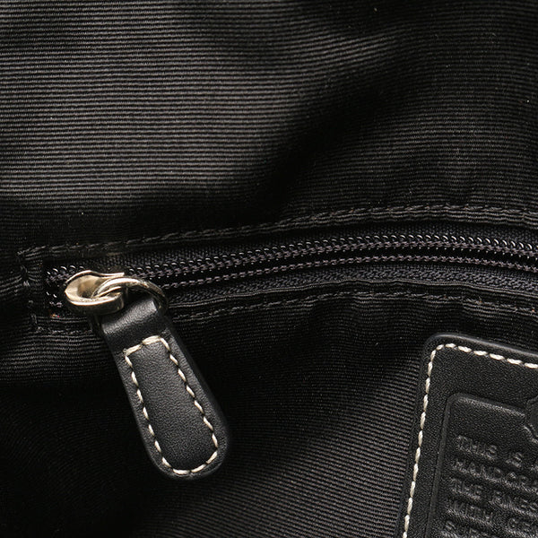 コーチ シグネチャー クリップ デミポーチ 6348 ネイビー グレー キャンバス レザー ショルダーバッグ レディース COACH 【中古】