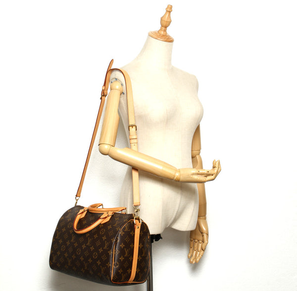 ルイ ヴィトン モノグラム スピーディ30 M41108 ブラウン 茶 PVC レザー ハンドバッグ LOUIS VUITTON レディース 中古