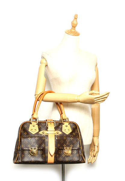 ルイ ヴィトン モノグラム マンハッタンGM M40025 ブラウン PVC レザー ハンドバッグ レディース LOUIS VUITTON 中古