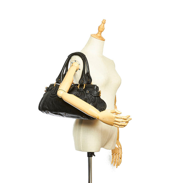 クロエ パディントン ブラック レザー ハンドバッグ レディース Chloe 【中古】