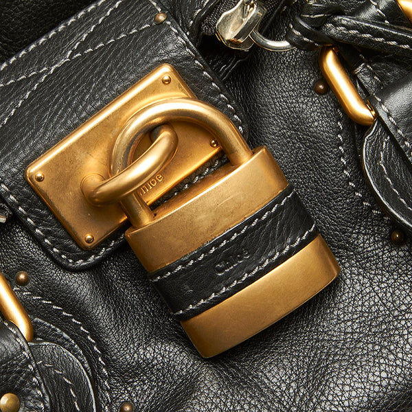 クロエ パディントン ブラック レザー ハンドバッグ レディース Chloe 【中古】