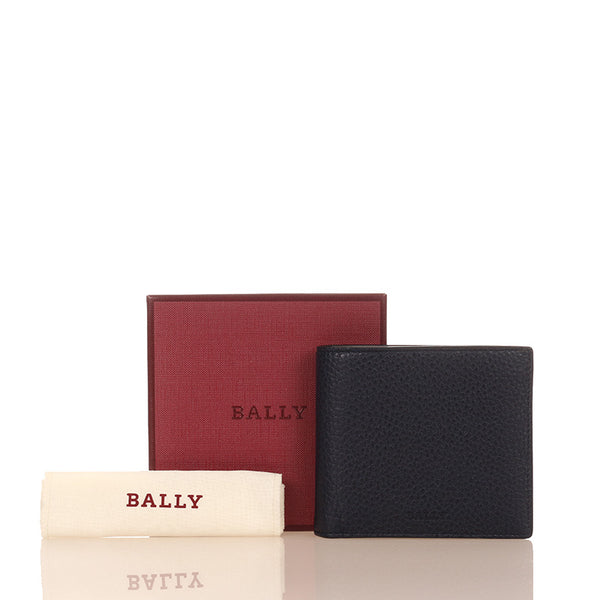 バリー ロゴ エンボス 6208328 ブラック カーフ 二つ折り財布 メンズ BALLY 【中古】